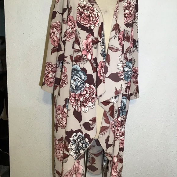 Lularoe long floral open front duster/cardigan - Picture 6 of 8